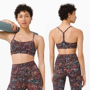 NWOT Lululemon Flow Y Bra Nulu *Light Support B/C Cup in Foliage Overlay Multi
